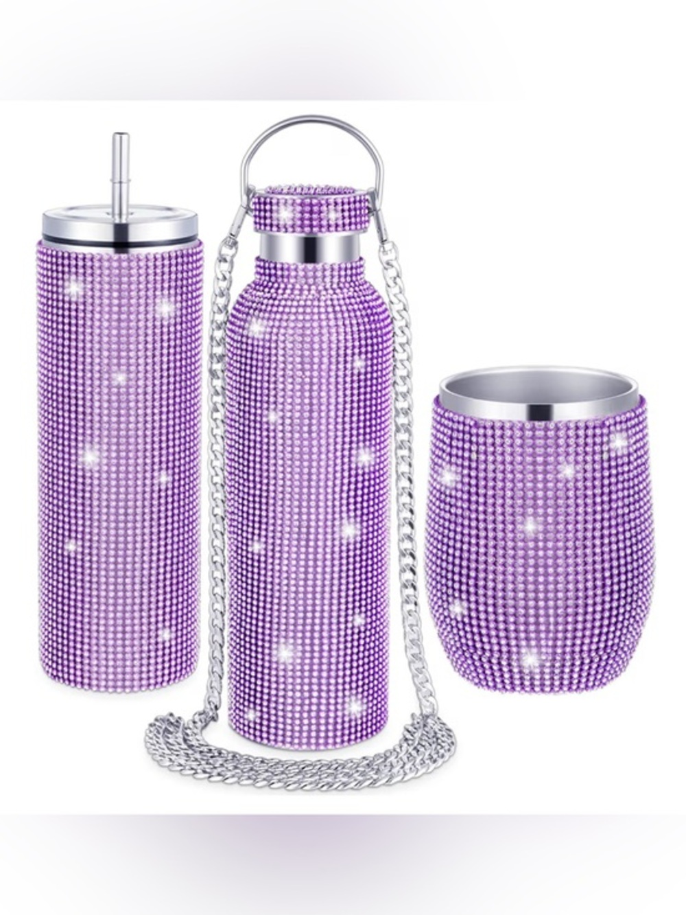 Nordstrom Purple Rhinestone Drinkware Set